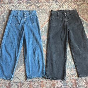 Blue and Black High-Waisted denim Jeans